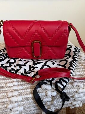 Marc Jacobs Red Quilted Leather Crossbody with Gold-Tone Accent
